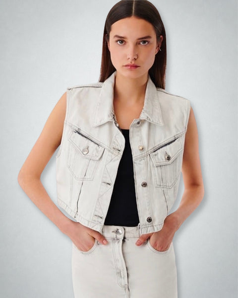Chaqueta de tejano con bolsillos con cremalleras de IRO Paris.