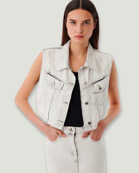 Chaleco vaquero sin mangas IRO Paris gris claro talla M