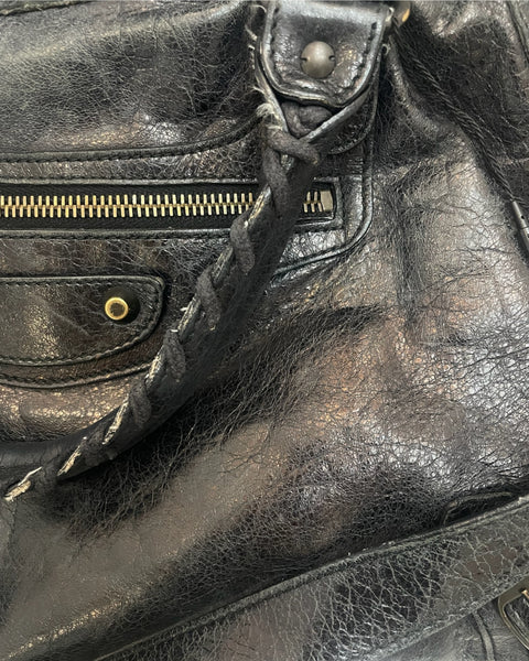 Bolso de cuero negro/azul petróleo - City - BALENCIAGA