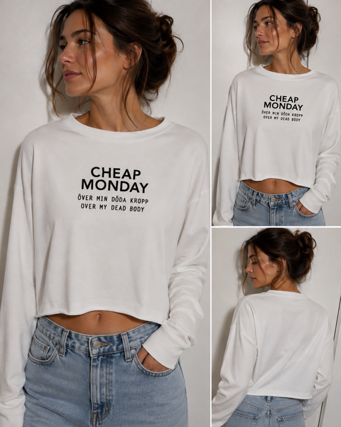 Sudadera cropped Cheap Monday blanca para mujer todas vistas.