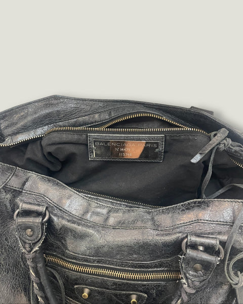 Bolso de cuero negro/azul petróleo - City - BALENCIAGA