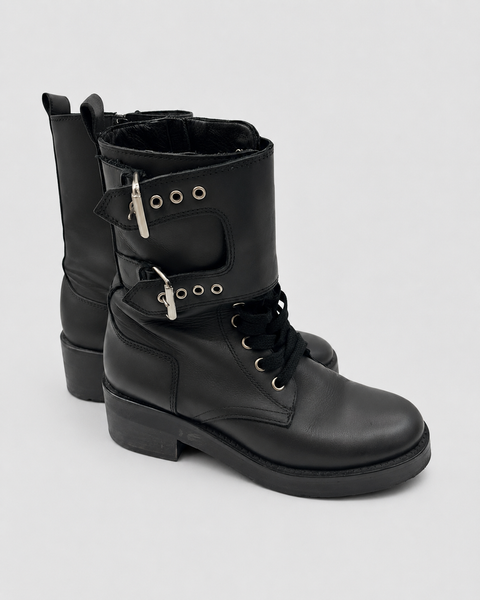 Botines Ranger The Kooples de cuero negro