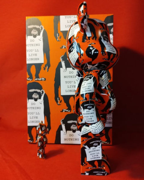 MEDICOM TOY BEARBRICK- BANKSY - MONKEY SIGN