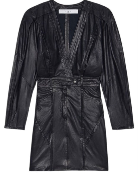 Vestido IRO Paris de piel negro | Talla L/40