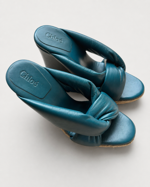 Mules de cuña Chloé de piel azul talla 38 pre-loved