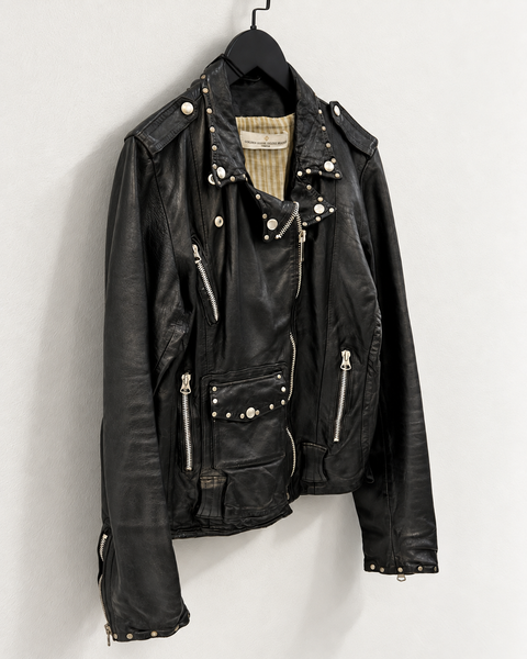Vista lateral chaqueta de cuero GOLDEN GOOSE DELUXE, Talla M / 38