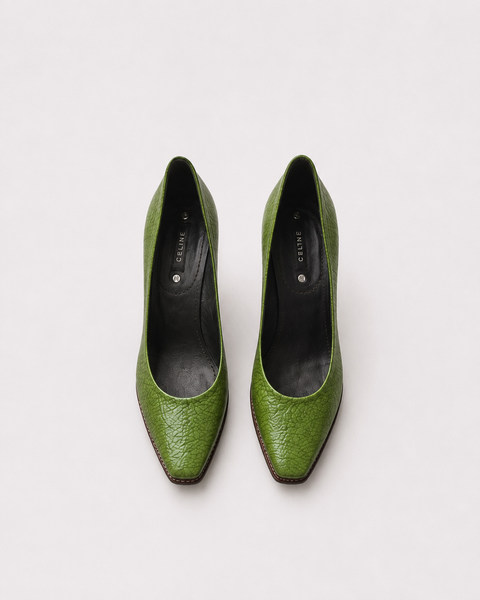 Zapatos de salón de cuero granulado verde con plataforma | CÉLINE