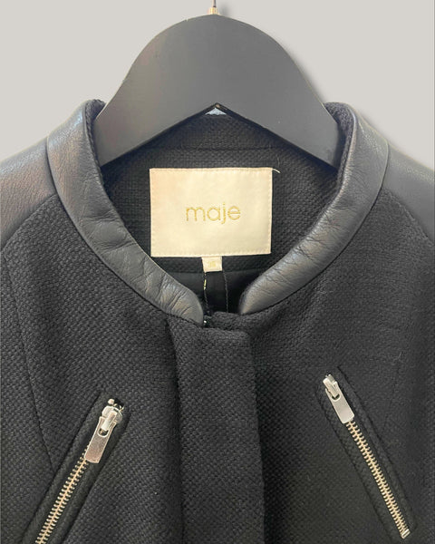 Chaqueta tejido/cuero - MAJE