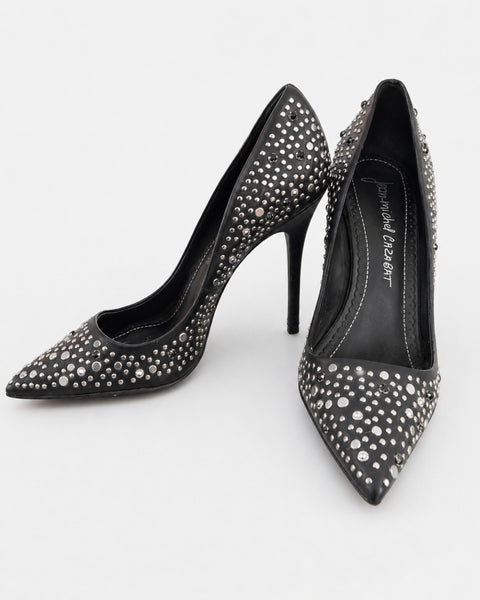 Zapatos de Tacón con Detalles de Tachuelas y Piedras Negras - JEAN MICHEL CAZABAT