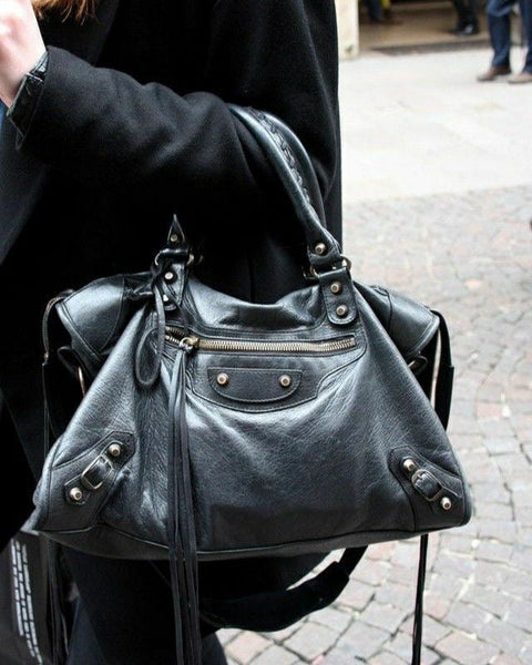 Bolso de cuero negro/azul petróleo - City - BALENCIAGA