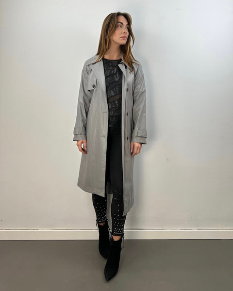 Abrigo Gris en Piel Sintetico - DESIGNERS REMIX