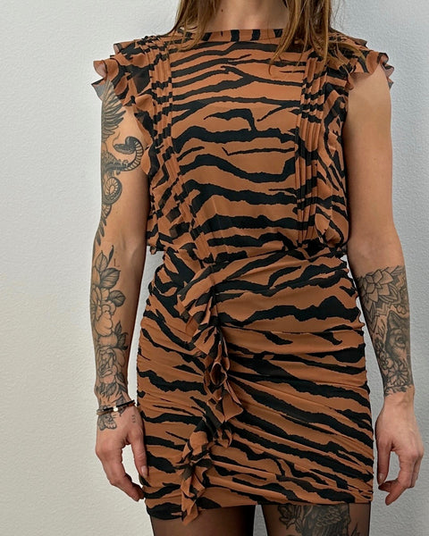 Vestido con Estampado de Cebra- ALLSAINTS