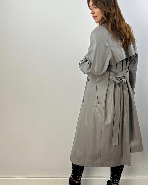 Abrigo Gris en Piel Sintetico - DESIGNERS REMIX