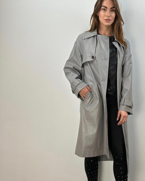 Abrigo Gris en Piel Sintetico - DESIGNERS REMIX