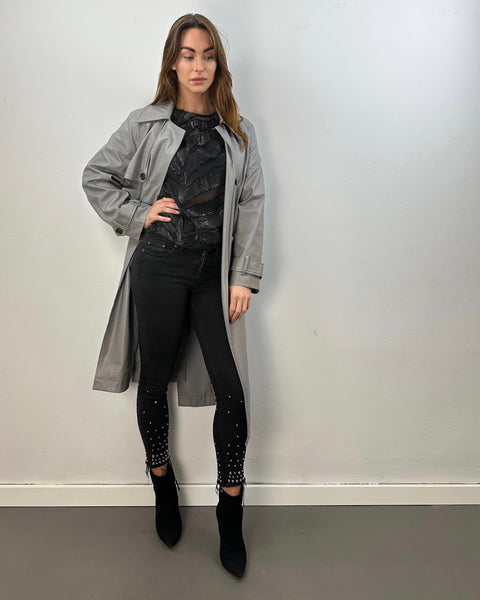 Abrigo Gris en Piel Sintetico - DESIGNERS REMIX