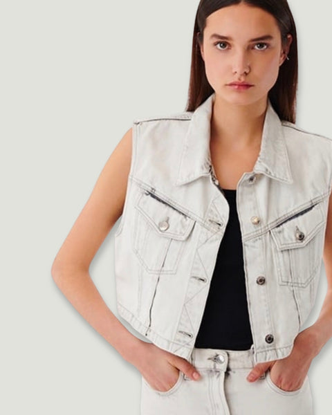 Chaleco vaquero gris claro IRO Paris mujer