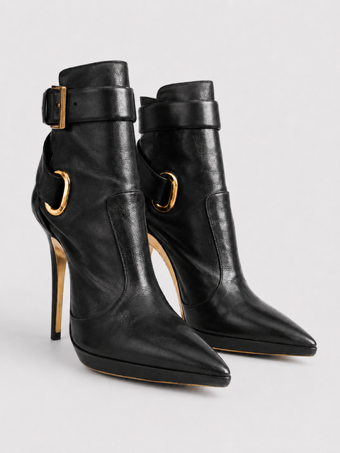 Botines Tacón de Aguja + Suelas Doradas - BARBARA BUI