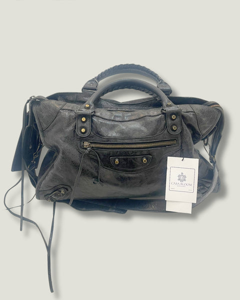 Bolso de cuero negro/azul petróleo - City - BALENCIAGA