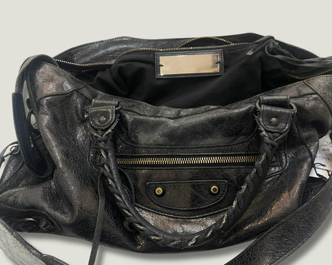 Bolso de cuero negro/azul petróleo - City - BALENCIAGA