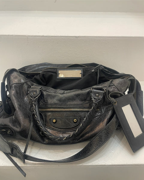 Bolso de cuero negro/azul petróleo - City - BALENCIAGA