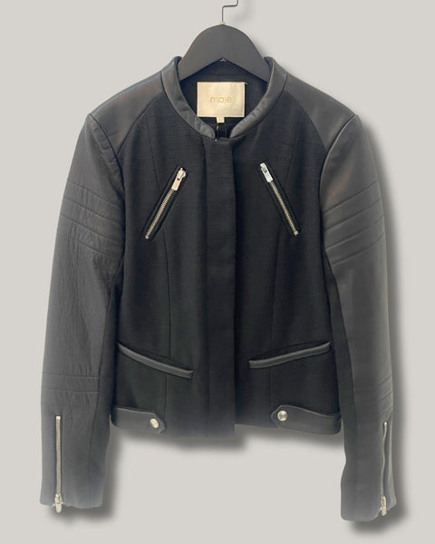Chaqueta tejido/cuero - MAJE