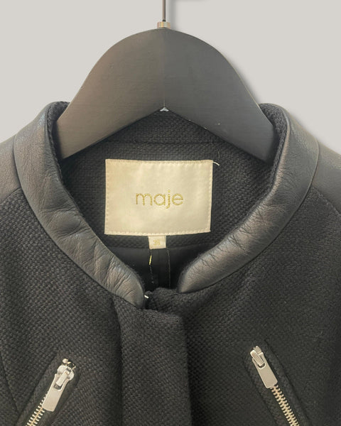 Chaqueta tejido/cuero - MAJE