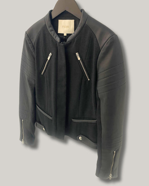 Chaqueta tejido/cuero - MAJE