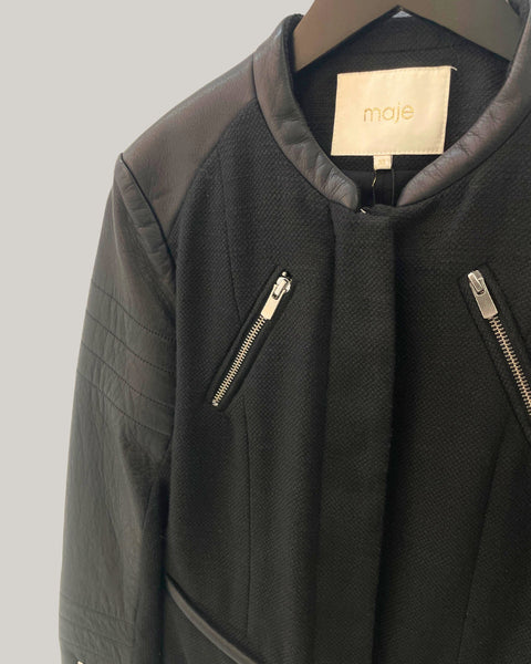 Chaqueta tejido/cuero - MAJE