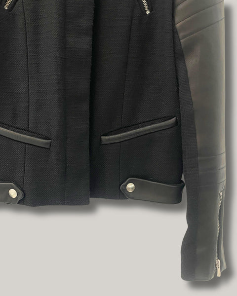 Chaqueta tejido/cuero - MAJE