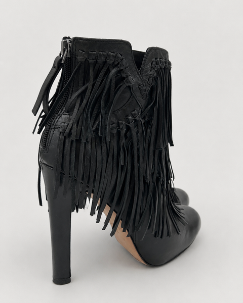 Botines de Piel Negra con Flecos - JEAN-MICHEL CAZABAT