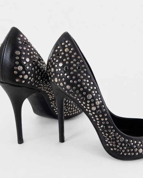 Zapatos de Tacón con Detalles de Tachuelas y Piedras Negras - JEAN MICHEL CAZABAT