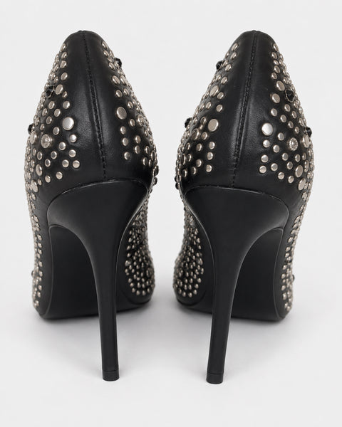 Zapatos de Tacón con Detalles de Tachuelas y Piedras Negras - JEAN MICHEL CAZABAT