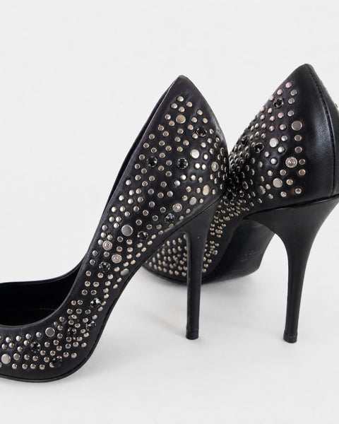 Zapatos de Tacón con Detalles de Tachuelas y Piedras Negras - JEAN MICHEL CAZABAT