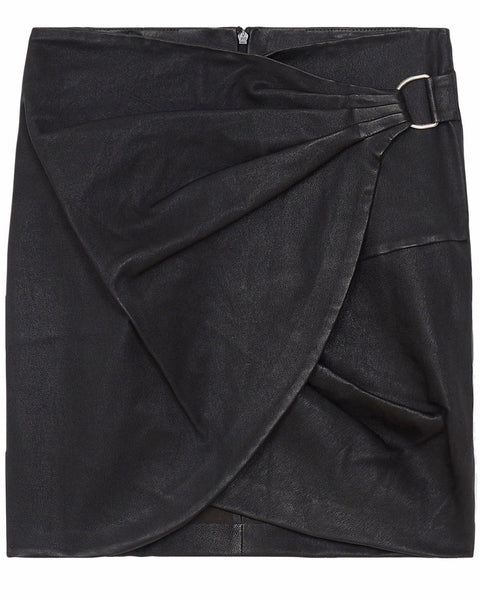 Minifalda de piel negra IRO Paris