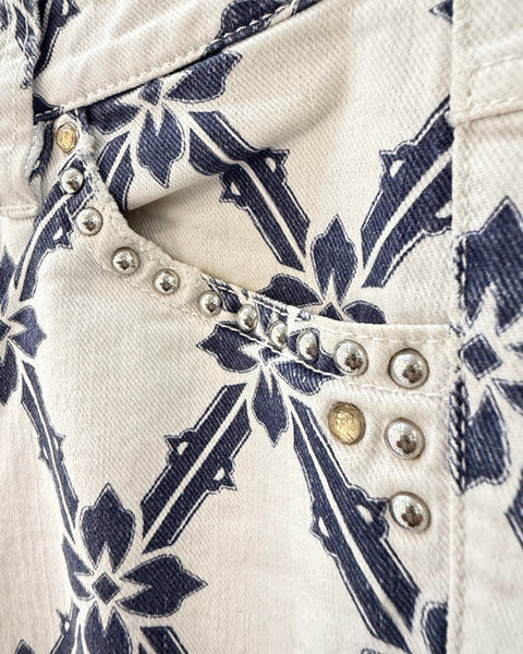 Jeans slim estampados ISABEL MARANT en blanco y azul – XS/34