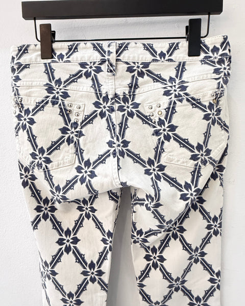 Jeans slim estampados ISABEL MARANT en blanco y azul – XS/34