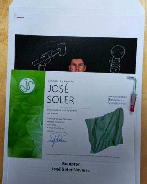 Steel Silk – Matt Olive Green (Wall Sculpture) - JOSÉ SOLER ART