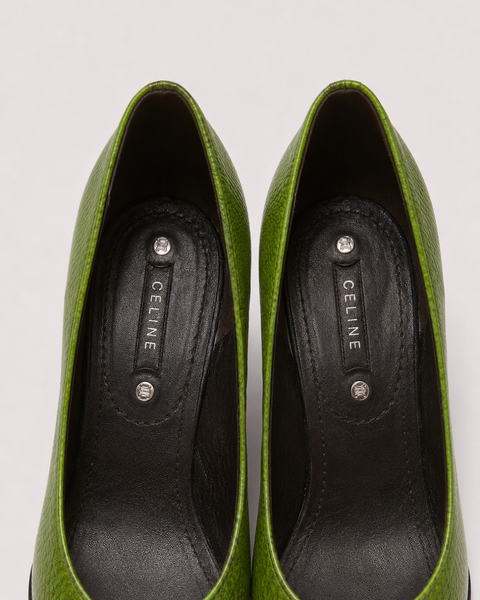 Zapatos de salón de cuero granulado verde con plataforma | CÉLINE