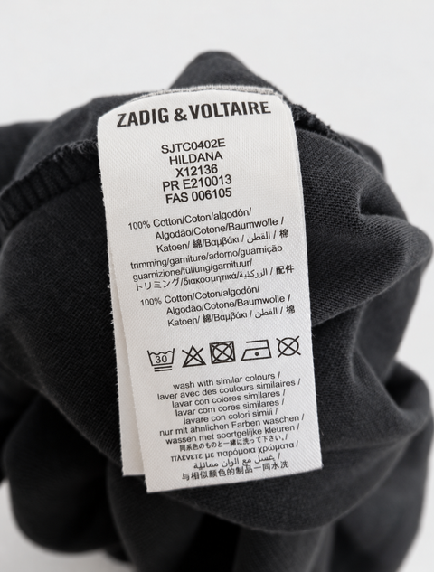 Etiqueta de composición 100 % algodón del vestido Zadig &amp; Voltaire