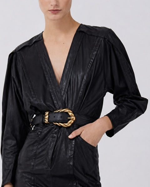 Vestido IRO Paris de piel negro | Talla L/40