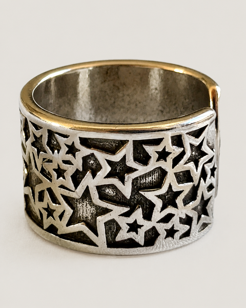 Anillo ancho unisex con estilo glam-rock